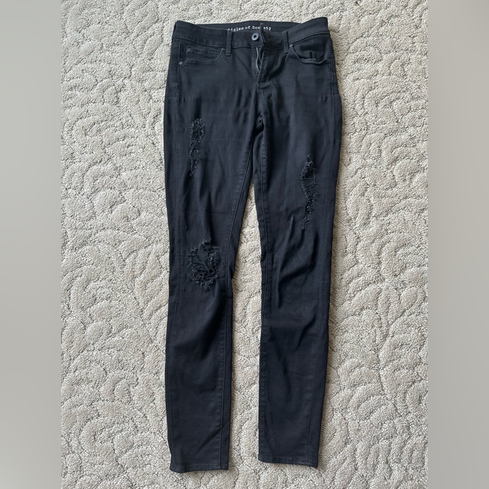 Articles Of Society Women’s Distressed Black Jeans Size 25